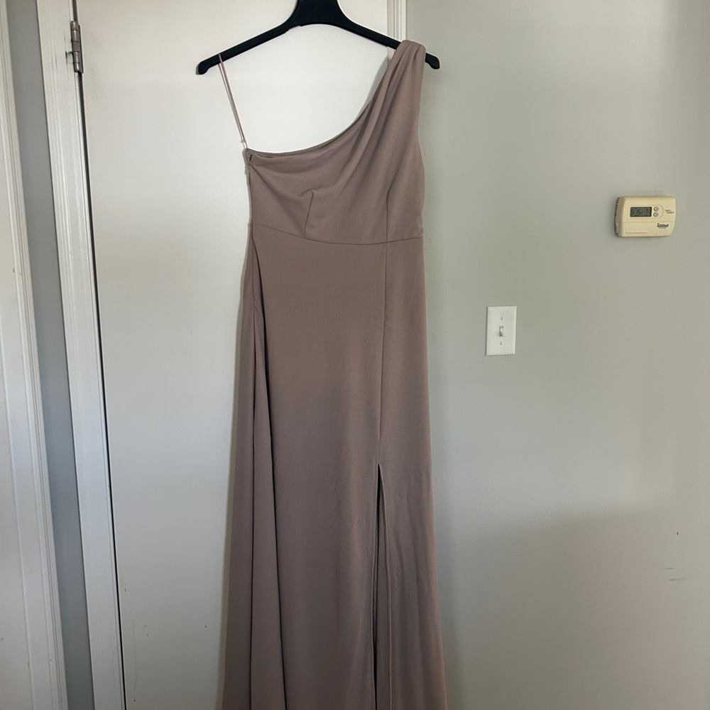 One-Shoulder Evening Gown in Taupe